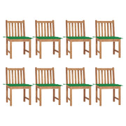 Garden chairs 8 pcs with cushions solid teak