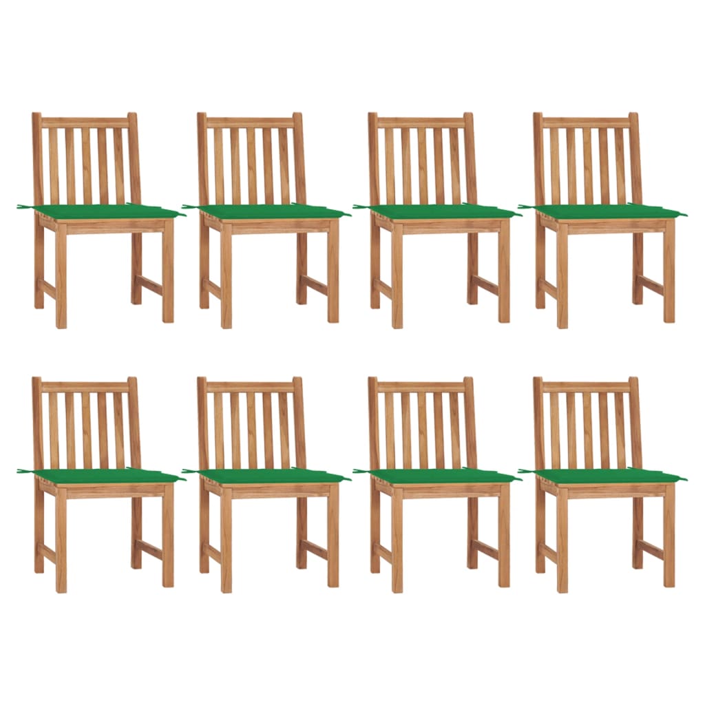 Tuinstoelen Met Kussens Massief Teakhout 8 Groen