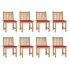 Garden chairs 8 pcs with cushions solid teak