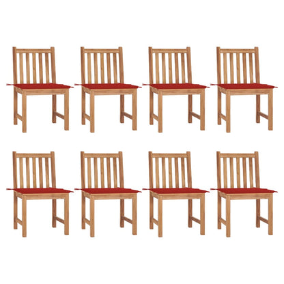 Tuinstoelen 8 St Met Kussens Massief Teakhout Rood