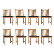 Garden chairs 8 pcs with cushions solid teak