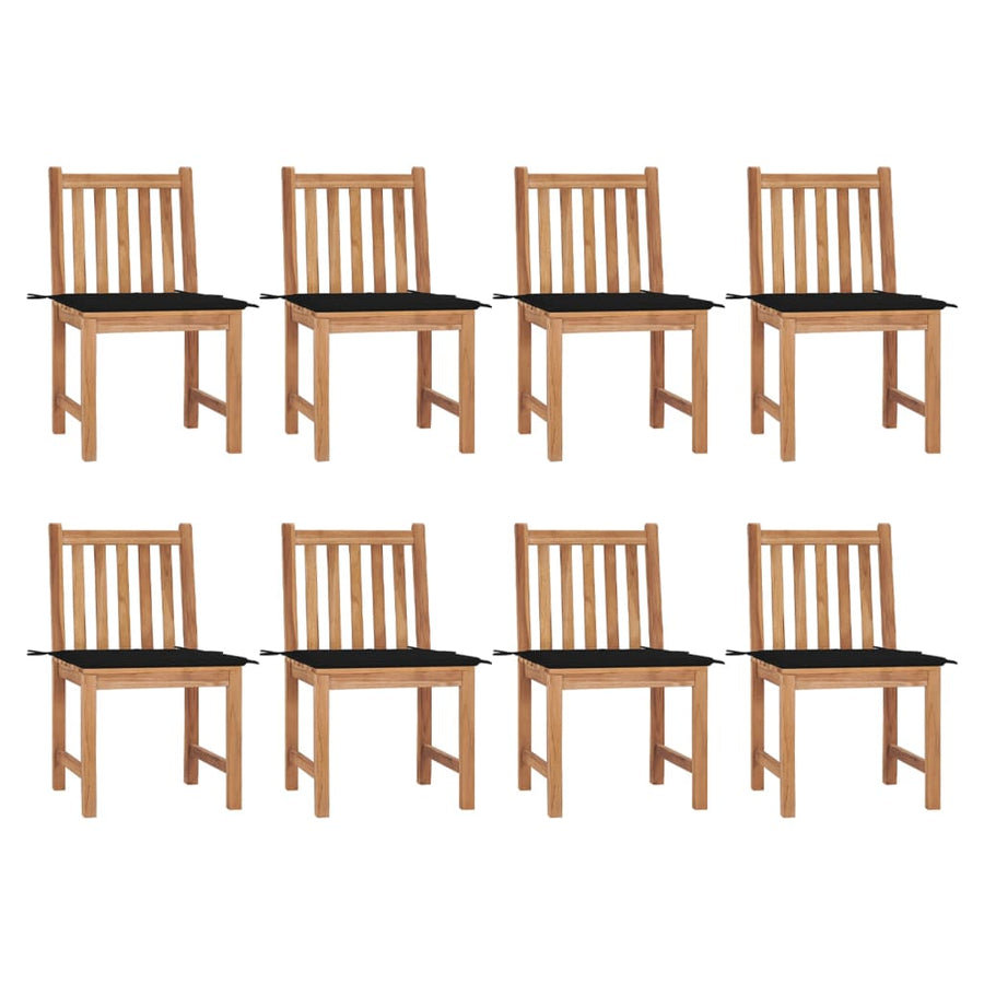 Tuinstoelen 8 St Met Kussens Massief Teakhout Zwart