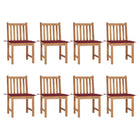 Tuinstoelen 8 st massief teakhout met kussens