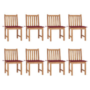 Garden chairs 8 pcs with cushions solid teak