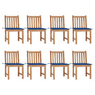 Garden chairs 8 pcs with cushions solid teak