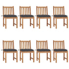 Tuinstoelen 8 st massief teakhout met kussens