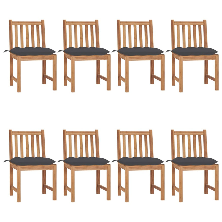 Tuinstoelen 8 St Met Kussens Massief Teakhout Antraciet