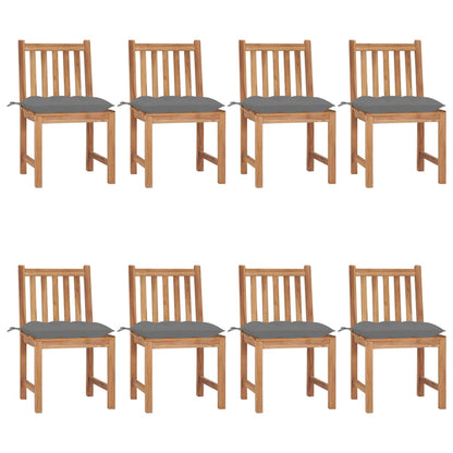 Tuinstoelen 8 St Met Kussens Massief Teakhout Grijs