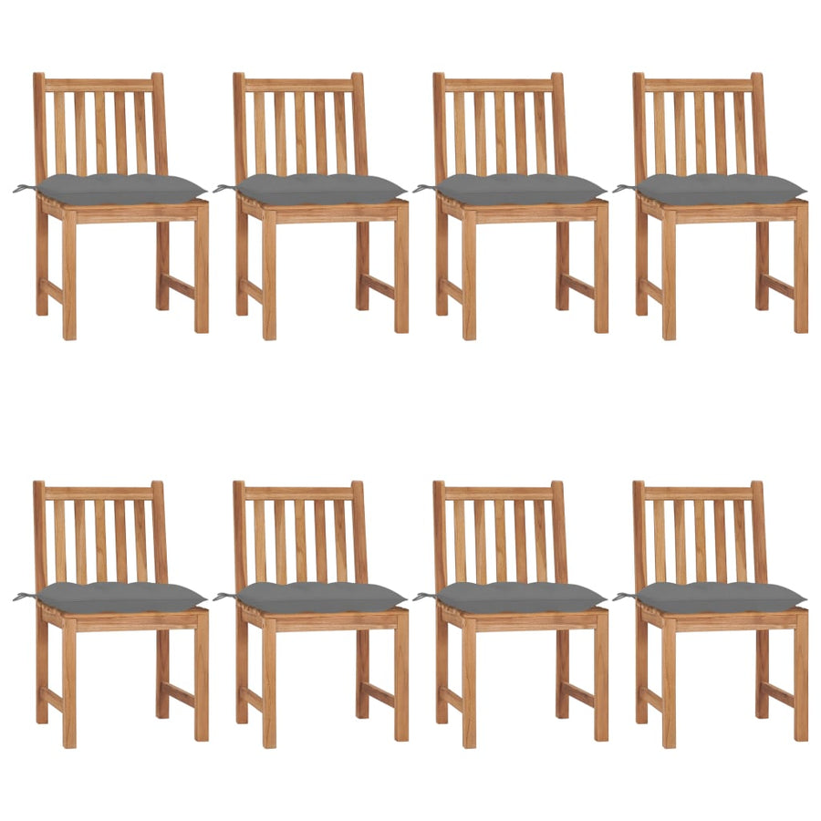 Tuinstoelen 8 St Met Kussens Massief Teakhout Grijs