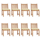 Garden chairs 8 pcs with cushions solid teak