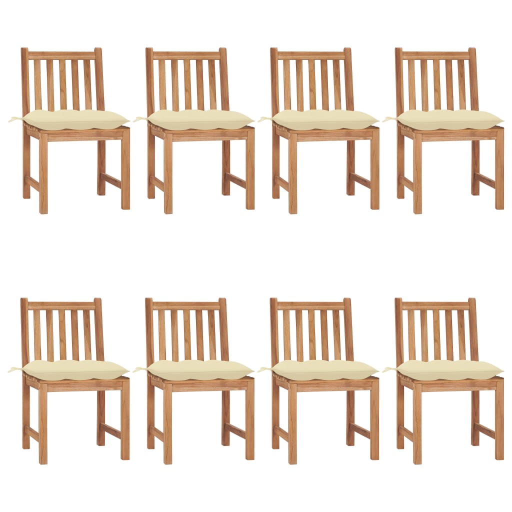 Tuinstoelen Met Kussens Massief Teakhout 8 Crème