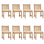 Garden chairs 8 pcs with cushions solid teak