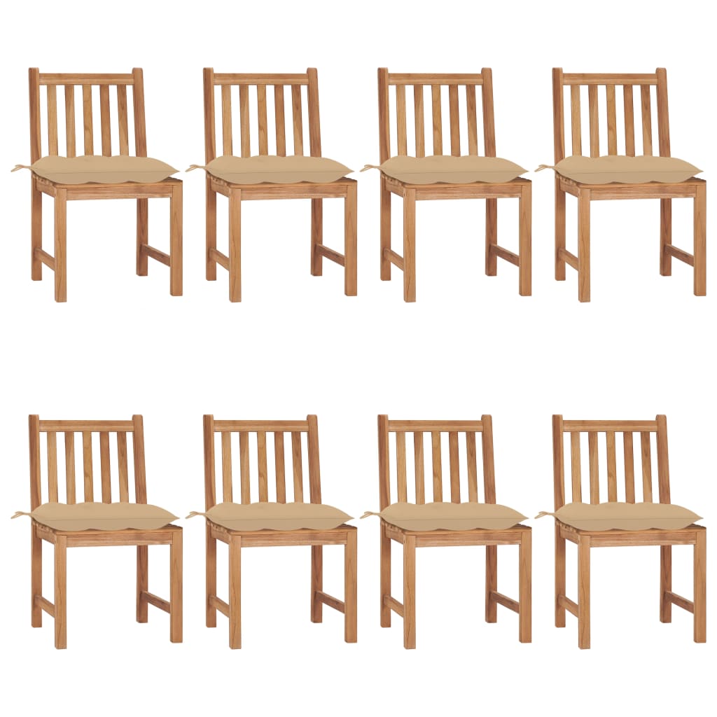 Tuinstoelen 8 St Met Kussens Massief Teakhout Beige