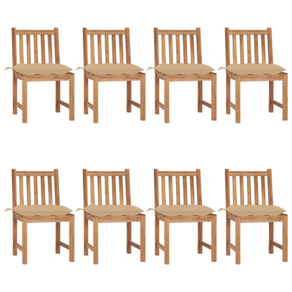 Tuinstoelen 8 St Met Kussens Massief Teakhout Beige