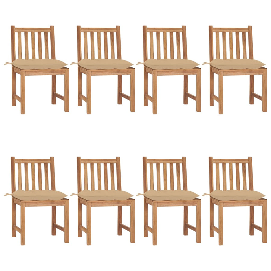 Tuinstoelen 8 St Met Kussens Massief Teakhout Beige