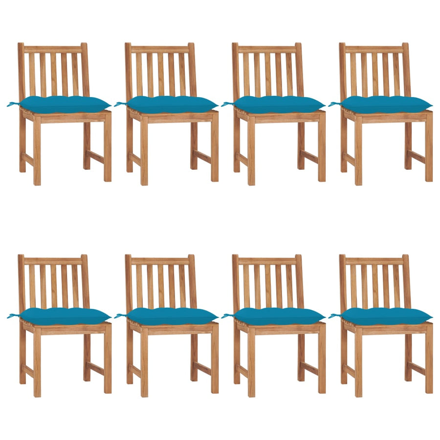 Tuinstoelen Met Kussens Massief Teakhout 8 lichtblauw