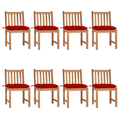 Tuinstoelen 8 St Met Kussens Massief Teakhout Rood