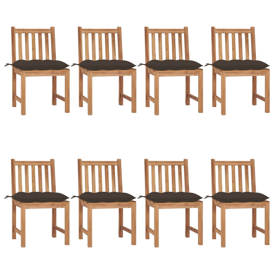 Tuinstoelen 8 St Met Kussens Massief Teakhout 1 Taupe