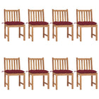 Tuinstoelen 8 st massief teakhout wijnrood