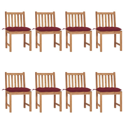 Tuinstoelen 8 St Met Kussens Massief Teakhout Wijnrood