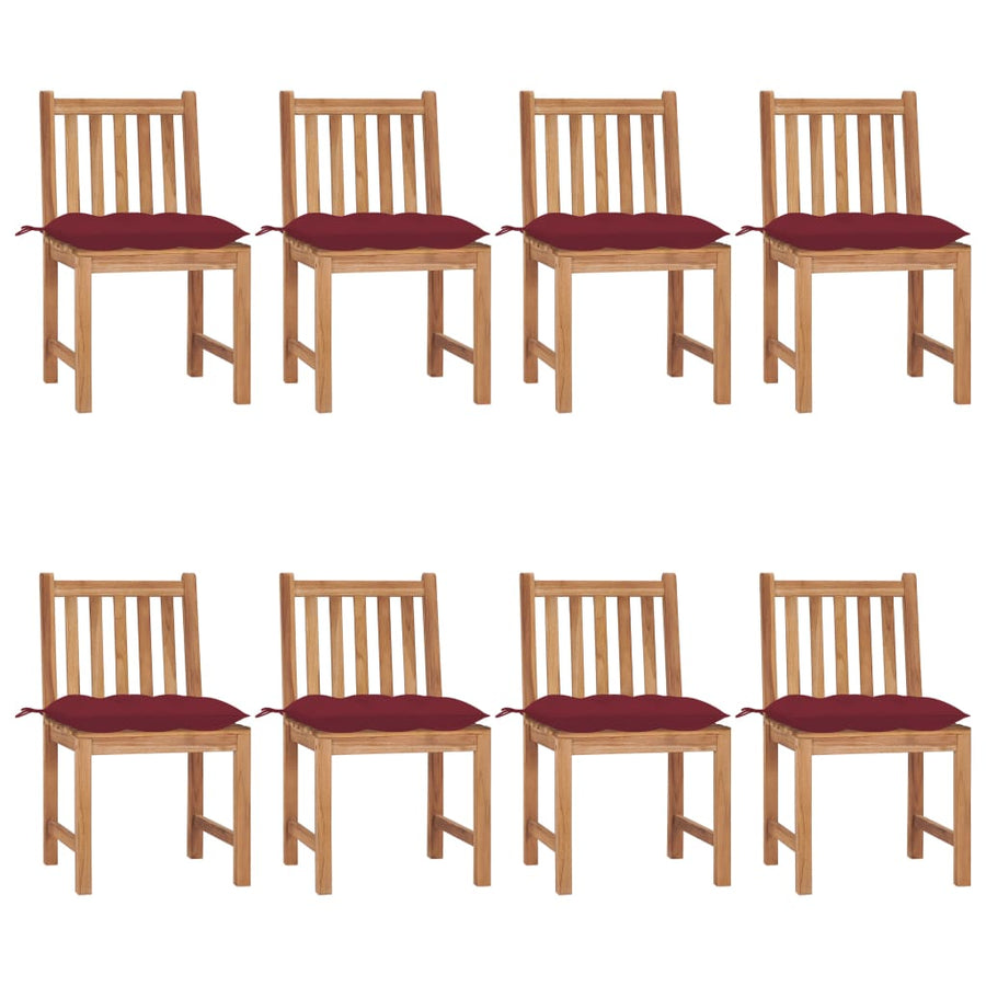 Tuinstoelen 8 St Met Kussens Massief Teakhout Wijnrood