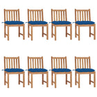 Tuinstoelen 8 st massief teakhout blauw