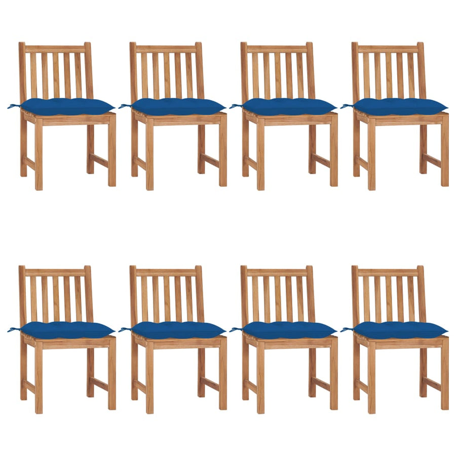 Tuinstoelen 8 St Met Kussens Massief Teakhout Blauw
