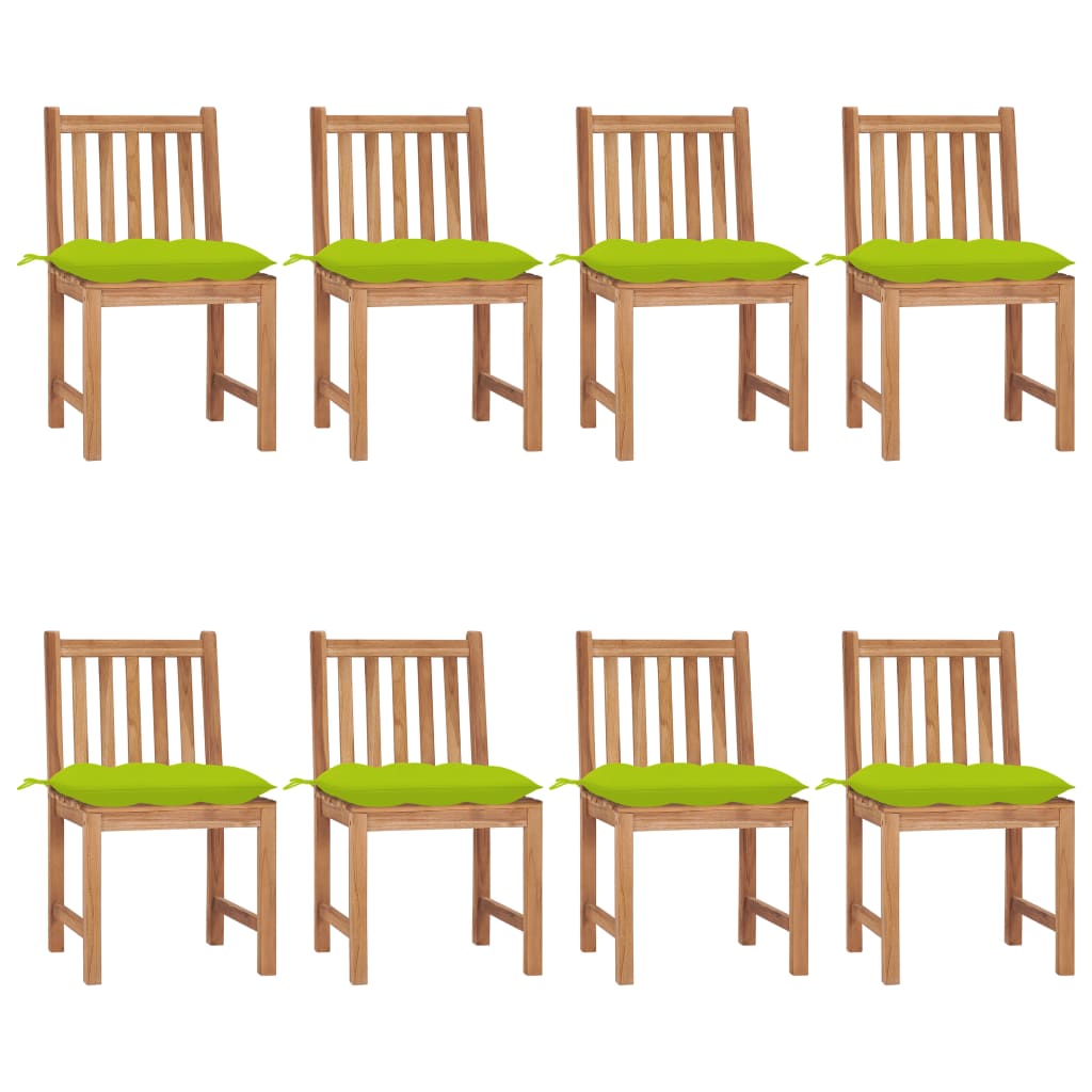 Tuinstoelen 8 St Met Kussens Massief Teakhout Heldergroen