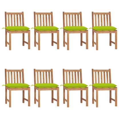 Tuinstoelen 8 St Met Kussens Massief Teakhout Heldergroen