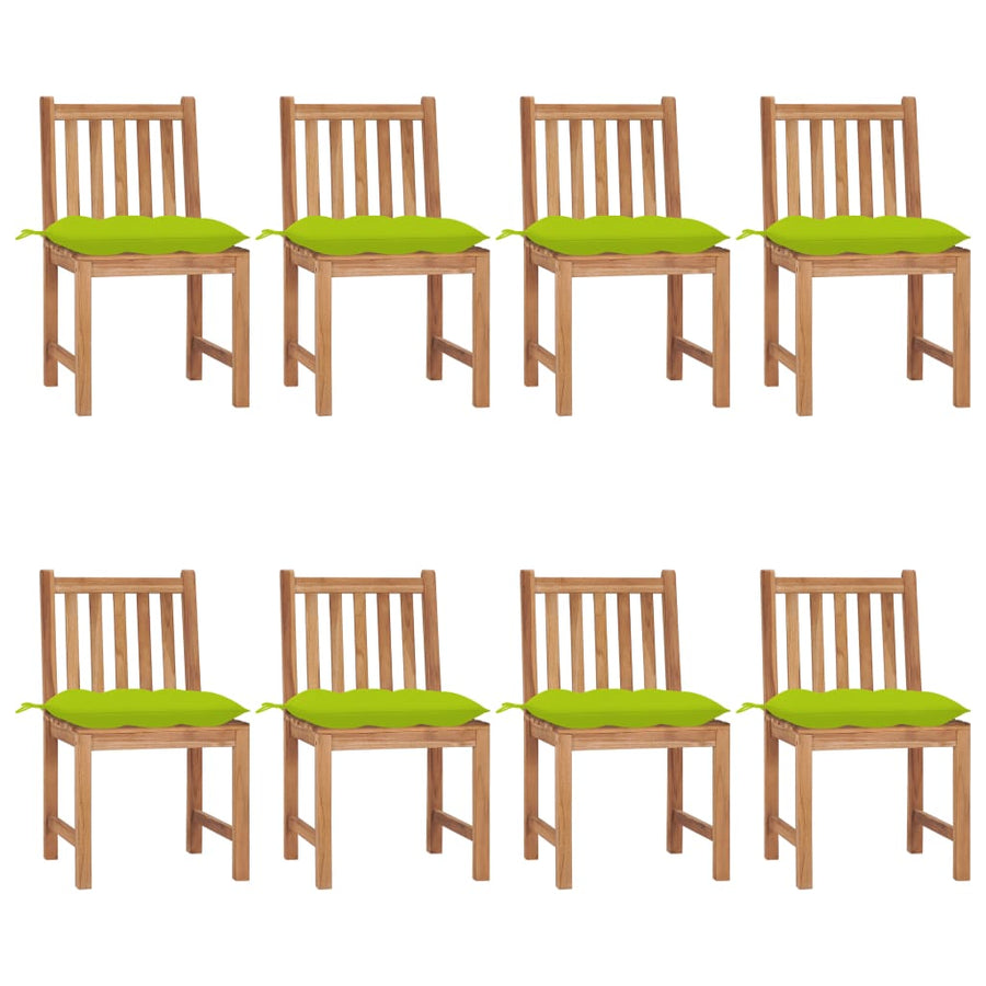 Tuinstoelen 8 St Met Kussens Massief Teakhout Heldergroen