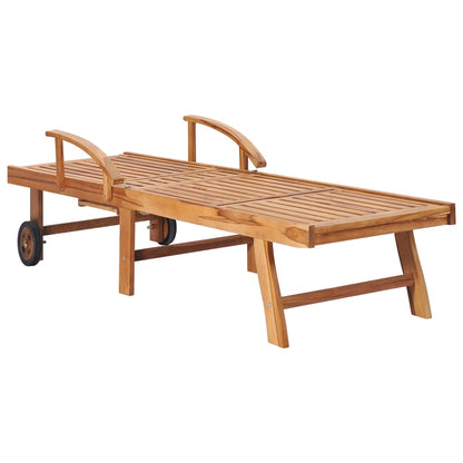 Ligbedden 2 St Met Taupe Kussens Massief Teakhout Zonder tafel