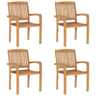 Tuinstoelen stapelbaar 4 st massief teakhout 60x57.5x90 cm