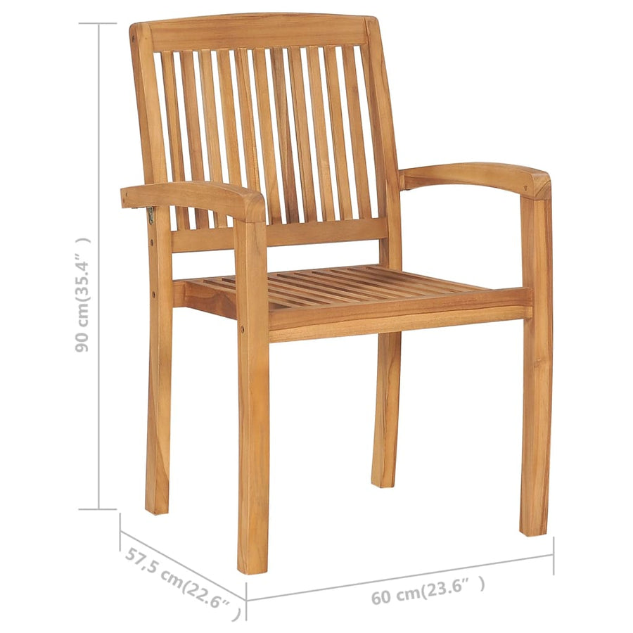 Tuinstoelen 6 st stapelbaar massief teakhout