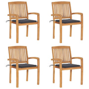Tuinstoelen stapelbaar 4 st massief teakhout