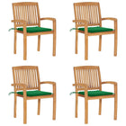 Stackable Garden Chairs 4 pcs with cushions solid teak wood