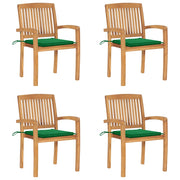 Tuinstoelen stapelbaar 4 st massief teakhout groen
