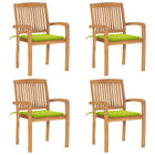 Stackable Garden Chairs With Cushions Solid Teak 4