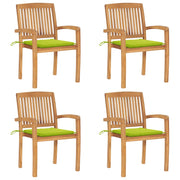 Tuinstoelen stapelbaar massief teakhout set van 4 groen