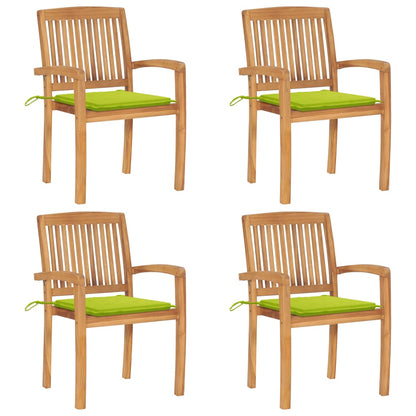 Tuinstoelen Stapelbaar Met Kussens Massief Teakhout 4