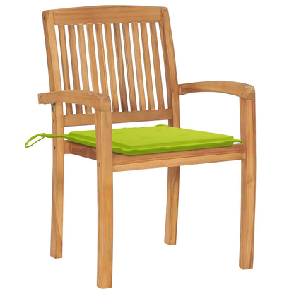 Tuinstoelen Stapelbaar Met Kussens Massief Teakhout 4