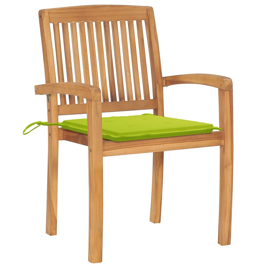 Tuinstoelen stapelbaar 6 st met kussens massief teakhout