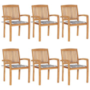 Tuinstoelen stapelbaar 6 st massief teakhout