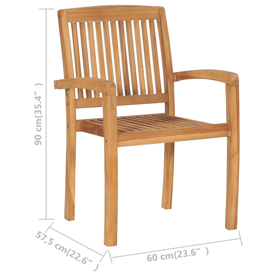 Tuinstoelen stapelbaar 8 st met kussens massief teakhout