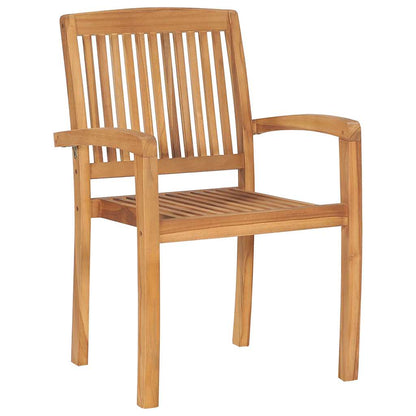 Tuinstoelen stapelbaar 8 st met kussens massief teakhout