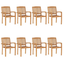 Tuinstoelen stapelbaar 8 st met kussens massief teakhout