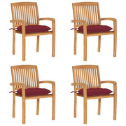 Tuinstoelen stapelbaar 4 st massief teakhout