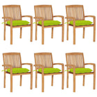 Tuinstoelen 6 stuks massief teakhout met kussens stapelbaar