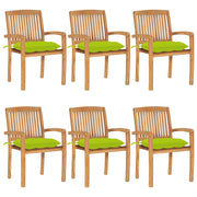Tuinstoelen 6 stuks massief teakhout met kussens stapelbaar