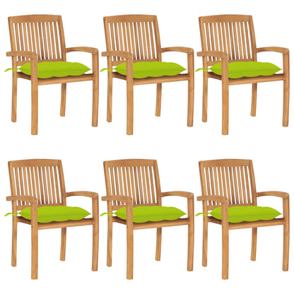 Tuinstoelen Stapelbaar Met Kussens Massief Teakhout 6
