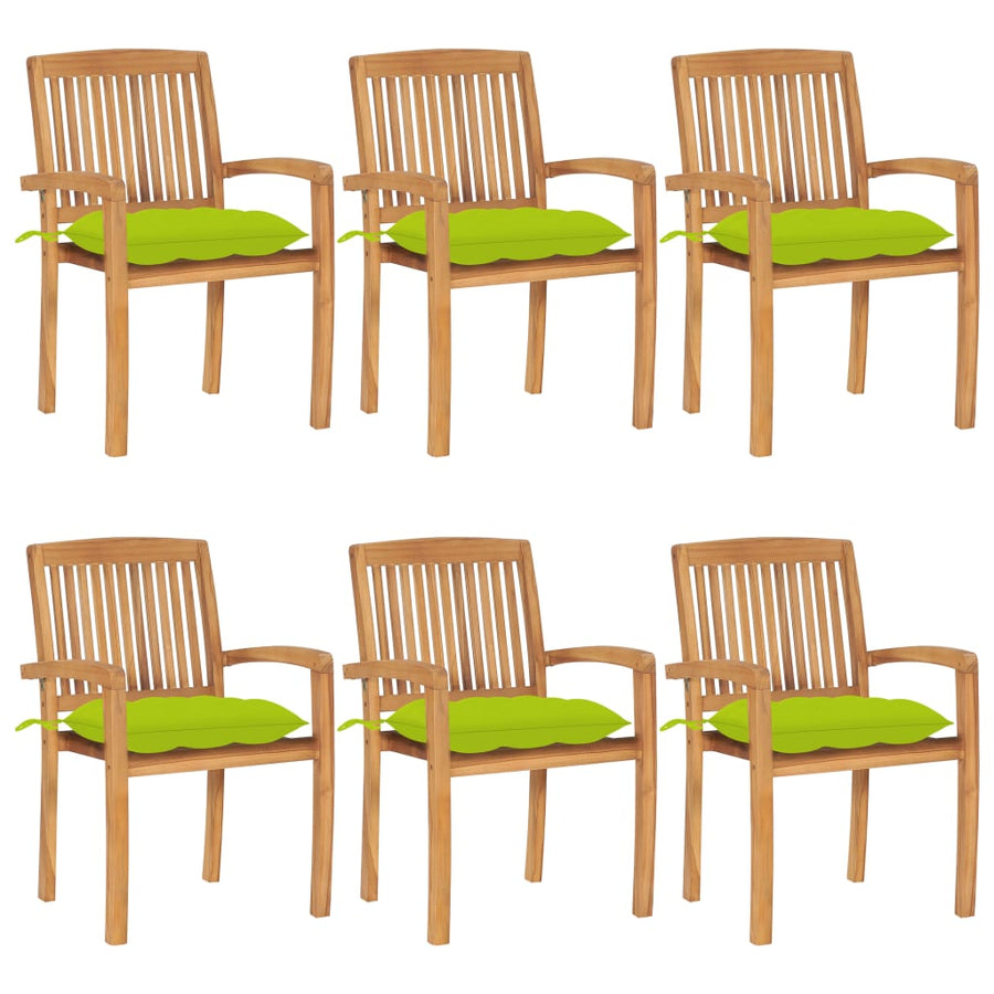 Tuinstoelen Stapelbaar Met Kussens Massief Teakhout 6